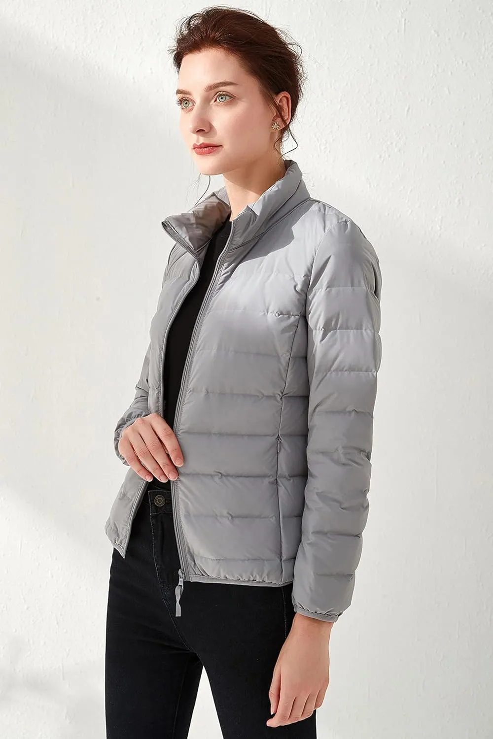 Amxiway Women's Ultra Light Weight Packable Coat Outdoor Puffer Short Down Jacket