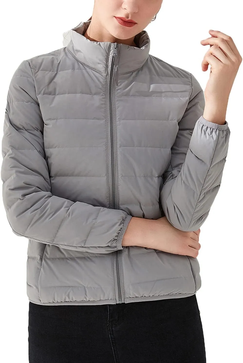 Amxiway Women's Ultra Light Weight Packable Coat Outdoor Puffer Short Down Jacket
