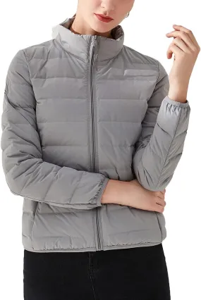 Amxiway Women's Ultra Light Weight Packable Coat Outdoor Puffer Short Down Jacket
