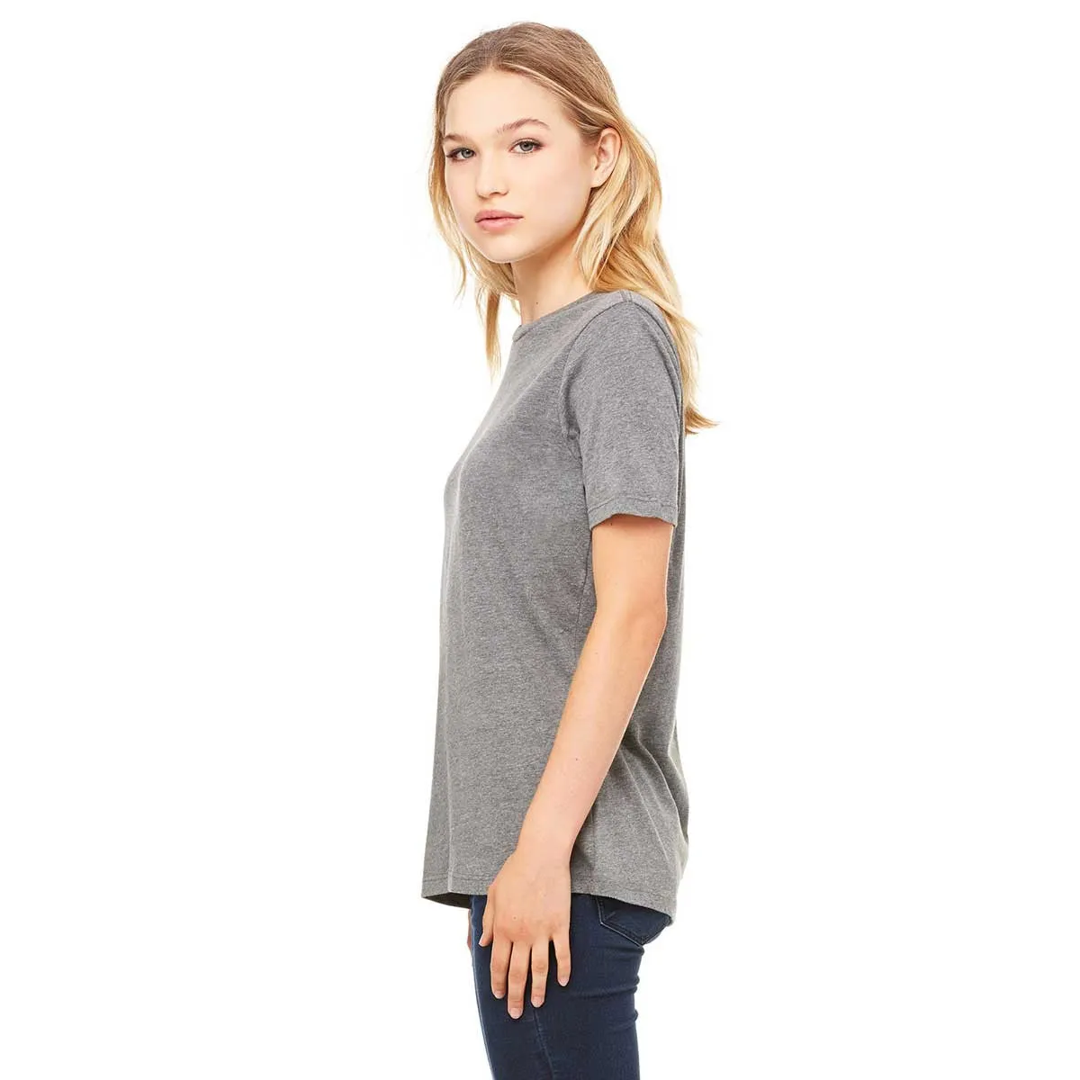 Bella   Canvas Women's Grey Triblend Relaxed Jersey Short-Sleeve T-Shirt
