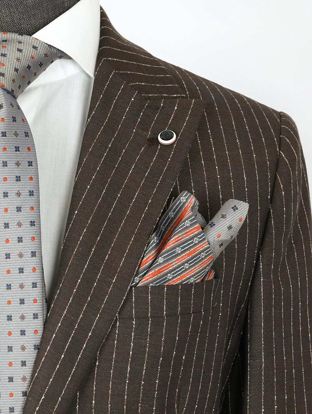 Brown Pure Linen Men Summer Suit