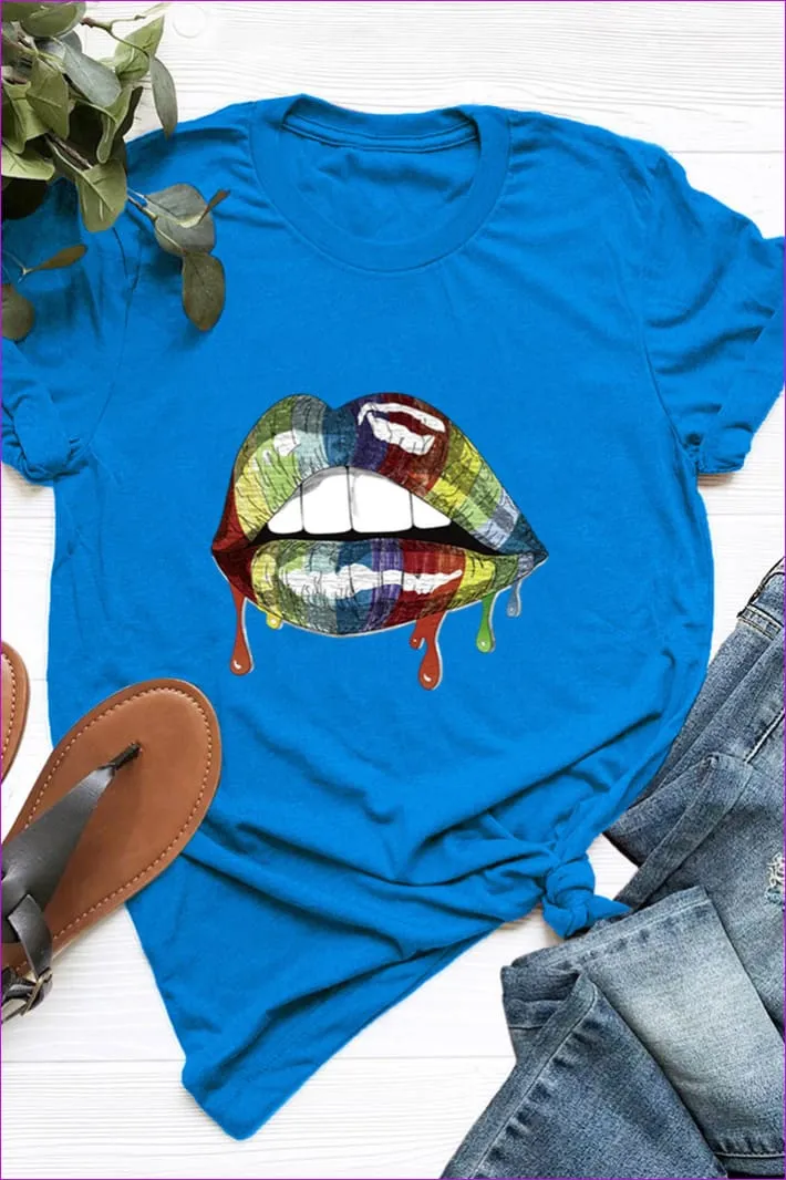 Casual Mouth Print Plus Size Tee F1924