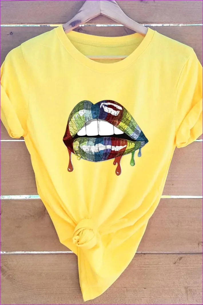 Casual Mouth Print Plus Size Tee F1924