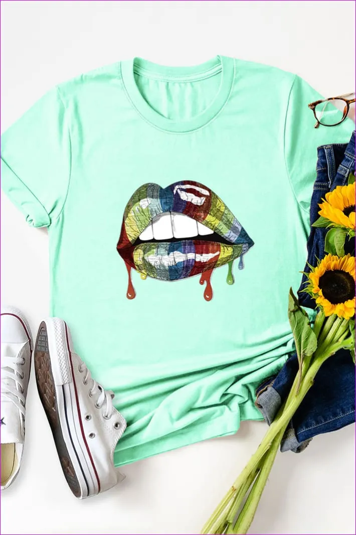 Casual Mouth Print Plus Size Tee F1924