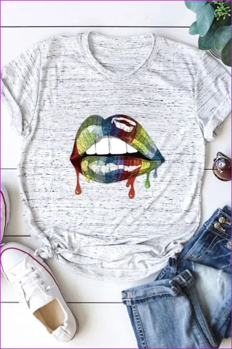 Casual Mouth Print Plus Size Tee F1924