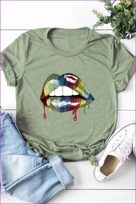 Casual Mouth Print Plus Size Tee F1924