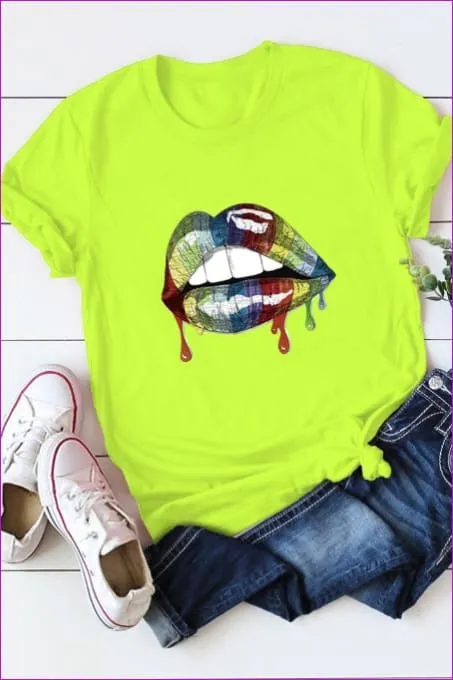 Casual Mouth Print Plus Size Tee F1924