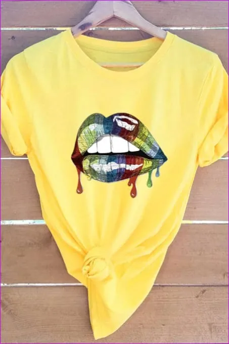 Casual Mouth Print Plus Size Tee F1924