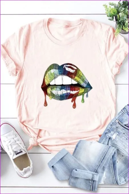 Casual Mouth Print Plus Size Tee F1924