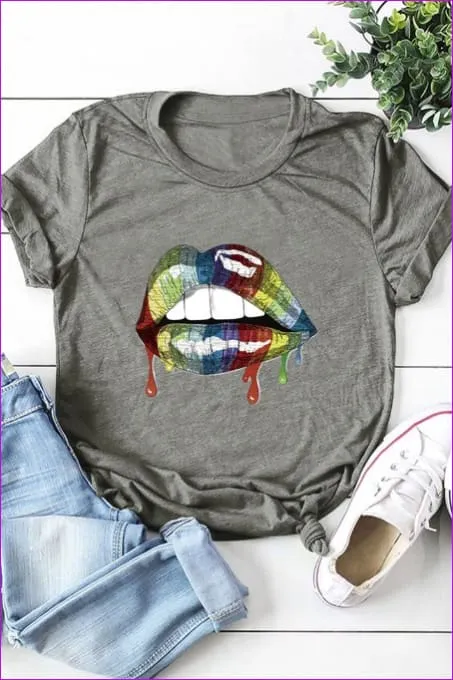 Casual Mouth Print Plus Size Tee F1924