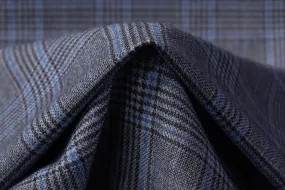 Checked Italian Wool Suiting - Blue / Gray