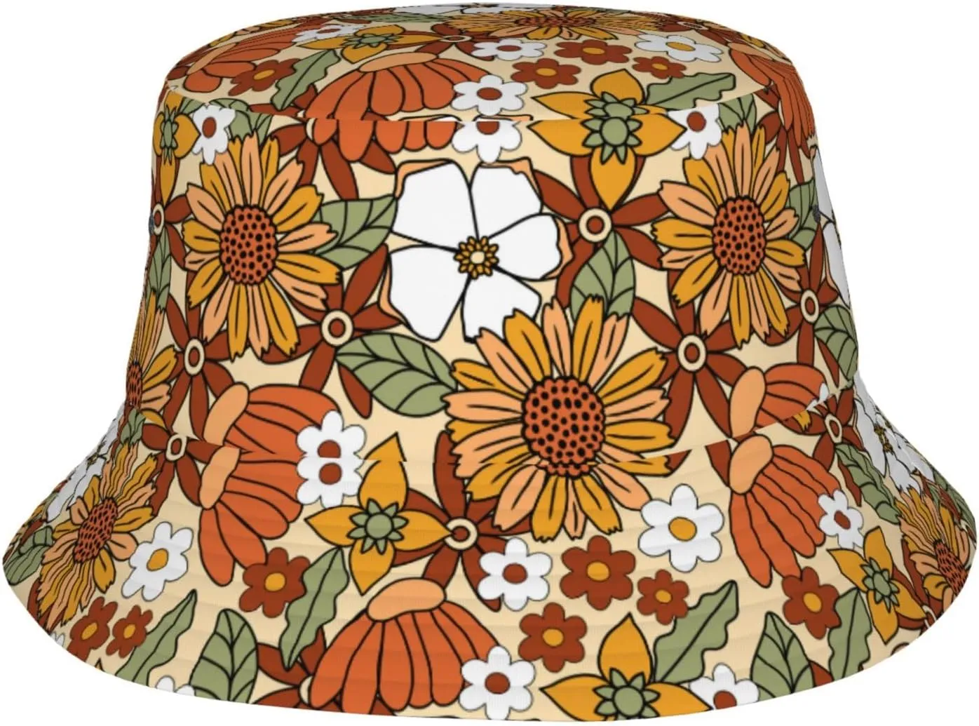 Chic Wildflowers Bucket Hat Summer Packable Fisherman Cap Beach Travel Sun Hat for Unisex Men Women