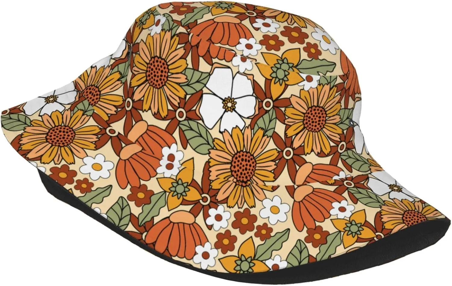 Chic Wildflowers Bucket Hat Summer Packable Fisherman Cap Beach Travel Sun Hat for Unisex Men Women