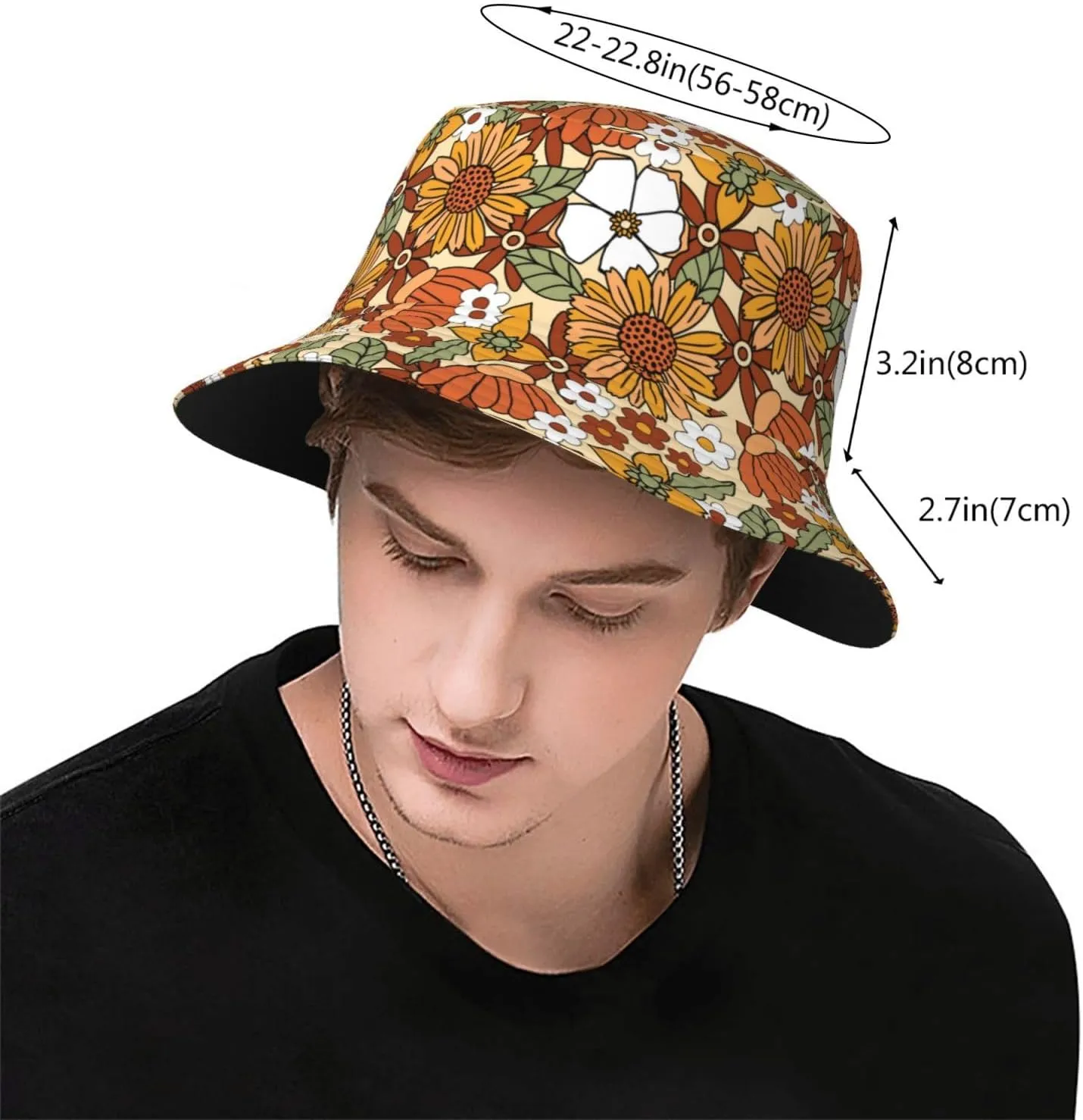 Chic Wildflowers Bucket Hat Summer Packable Fisherman Cap Beach Travel Sun Hat for Unisex Men Women