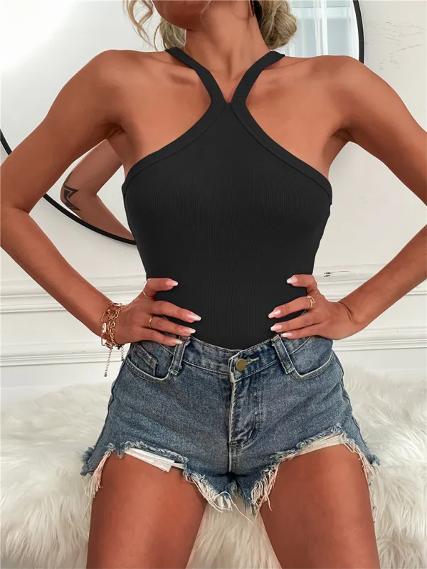 Darby Women's Solid Color Halter Neck Casual Versatile Vest