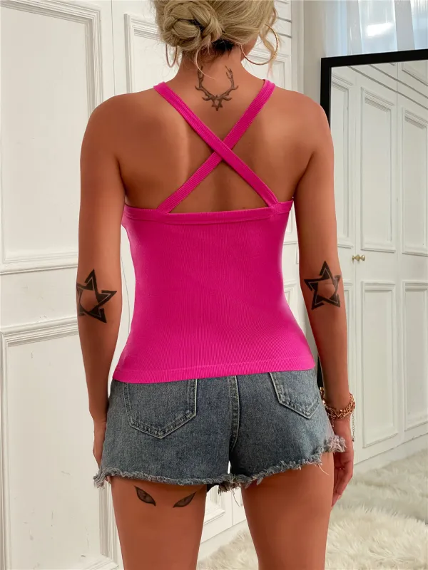 Darby Women's Solid Color Halter Neck Casual Versatile Vest