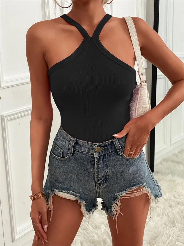 Darby Women's Solid Color Halter Neck Casual Versatile Vest