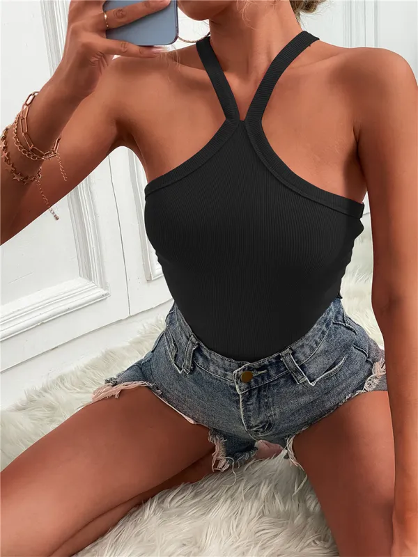 Darby Women's Solid Color Halter Neck Casual Versatile Vest