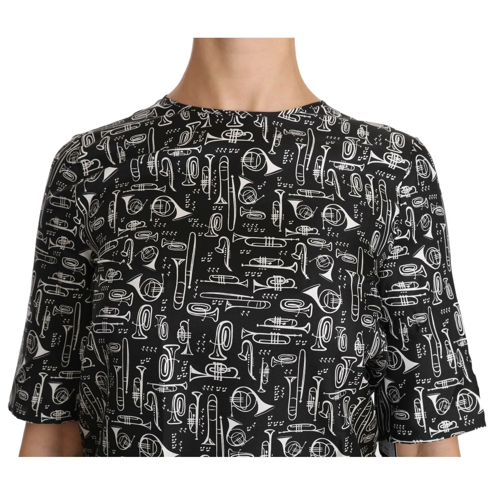 Dolce & Gabbana Exquisite Trumpet Print Silk Blouse