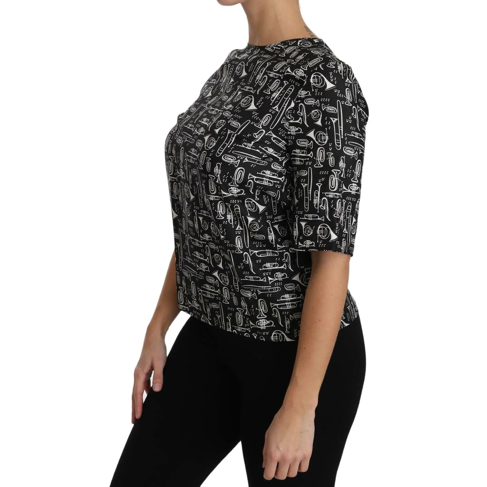 Dolce & Gabbana Exquisite Trumpet Print Silk Blouse