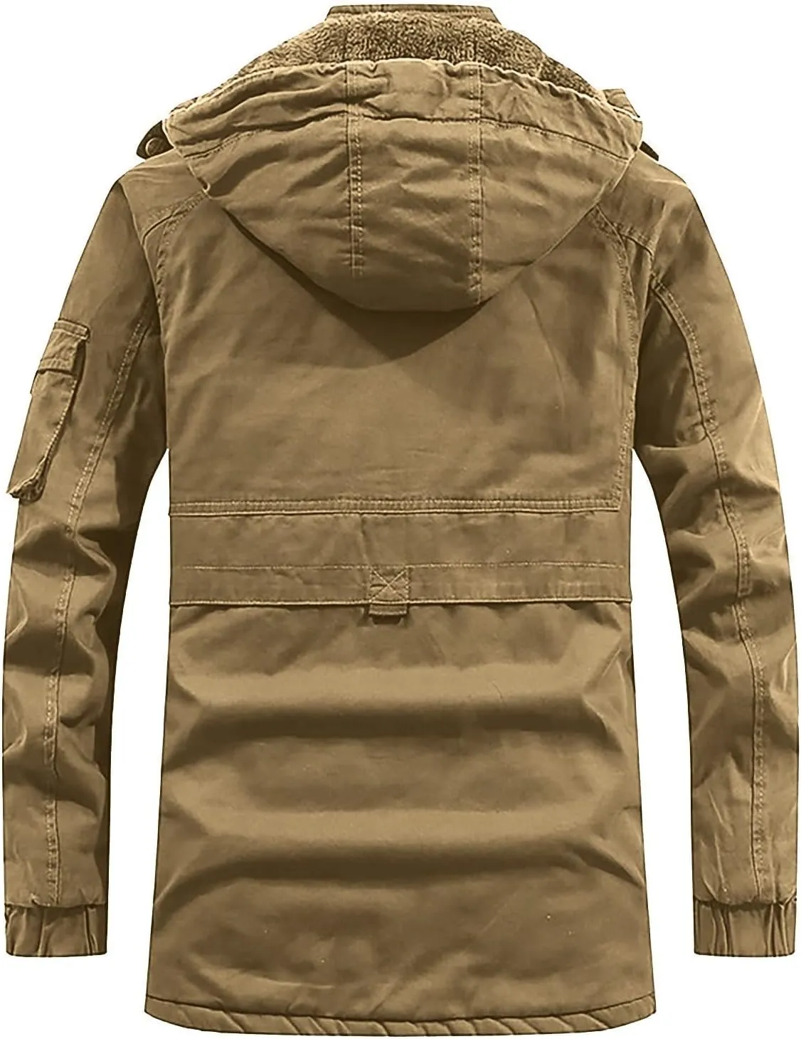 DuDubaby Warm Winter Jacket for Men Faux Fur Lined Coat Winter Hooded Windproof Solid Long Sleeve Soft Coat Shell Jacket