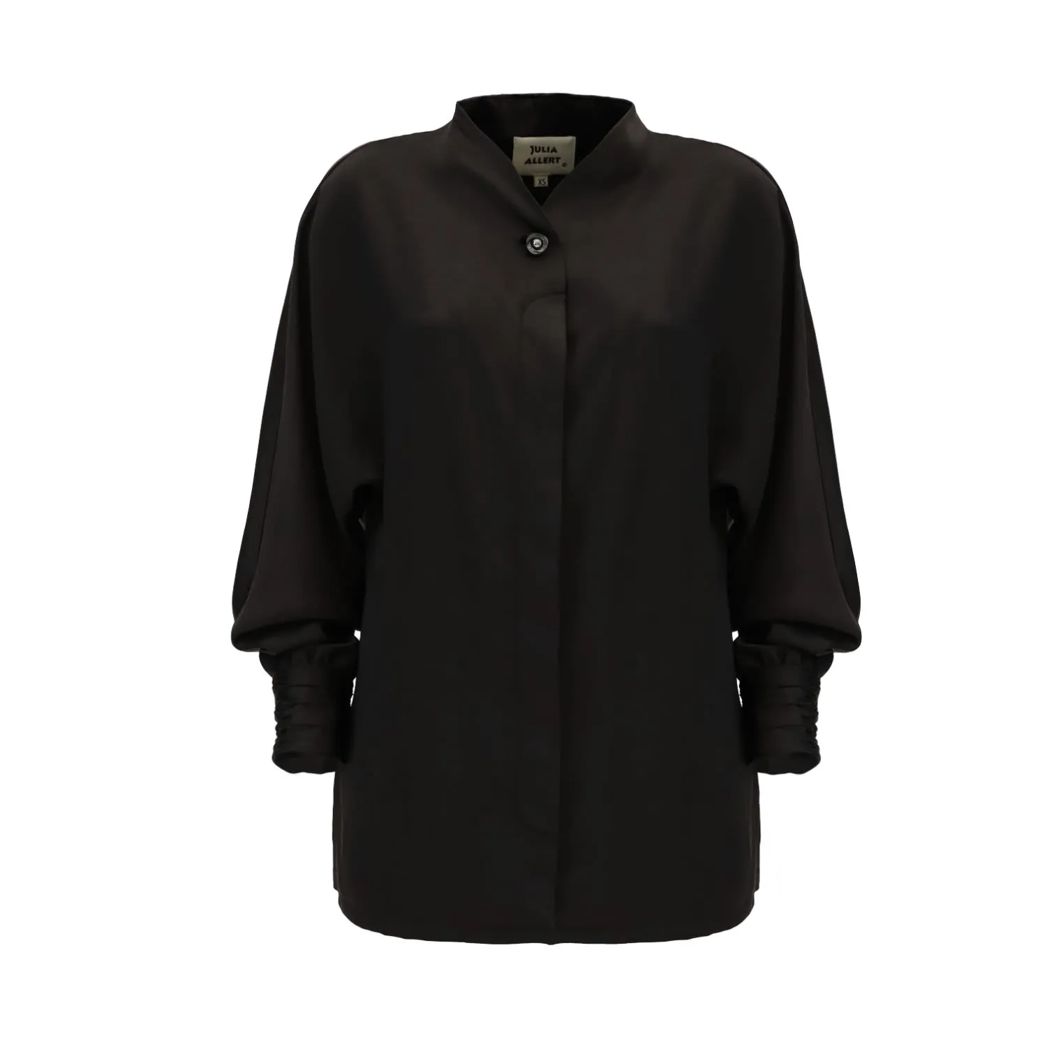 Fashion Minimalist Long Sleeve Shirt Satin Black