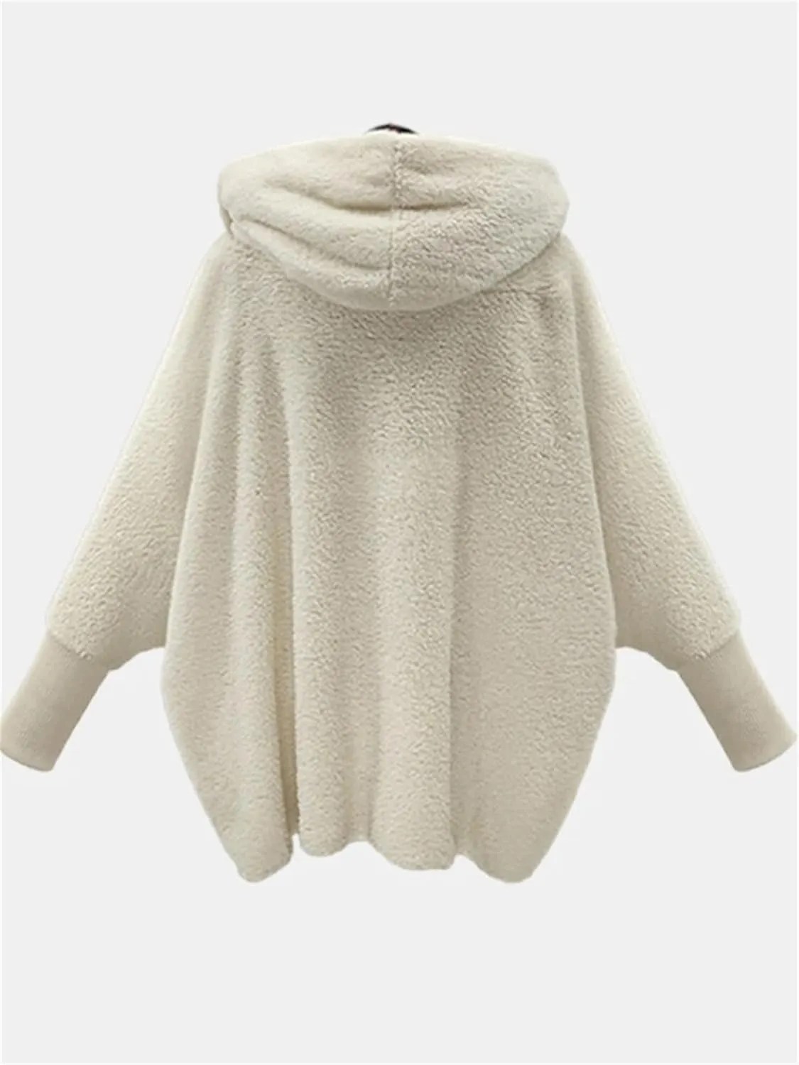 FMCHICO Women's 2023 Casual Long Sleeve Open Front Soft Fleece Sweater Cardigan Outerwear
