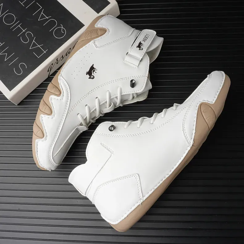 High-Top Luxury Leather Sneakers - Comfortable Casual Shoes for Men