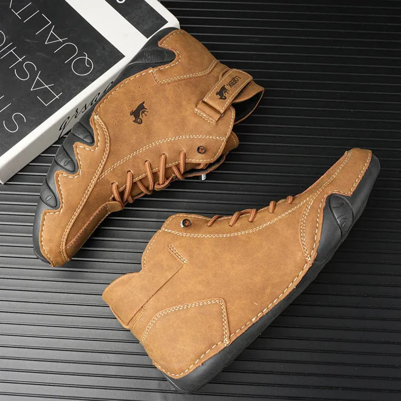 High-Top Luxury Leather Sneakers - Comfortable Casual Shoes for Men