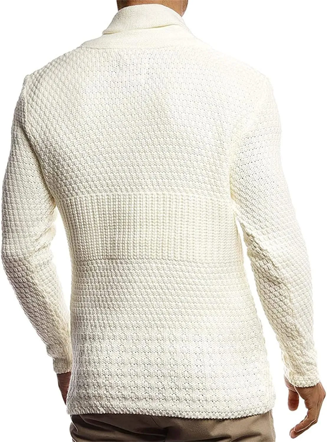 JEsilunmaMY Men's Casual Button Down Cardigan Sweater Long Sleeve Shawl Collar Chunky Knitwear Soft Comfortable Knit Sweater