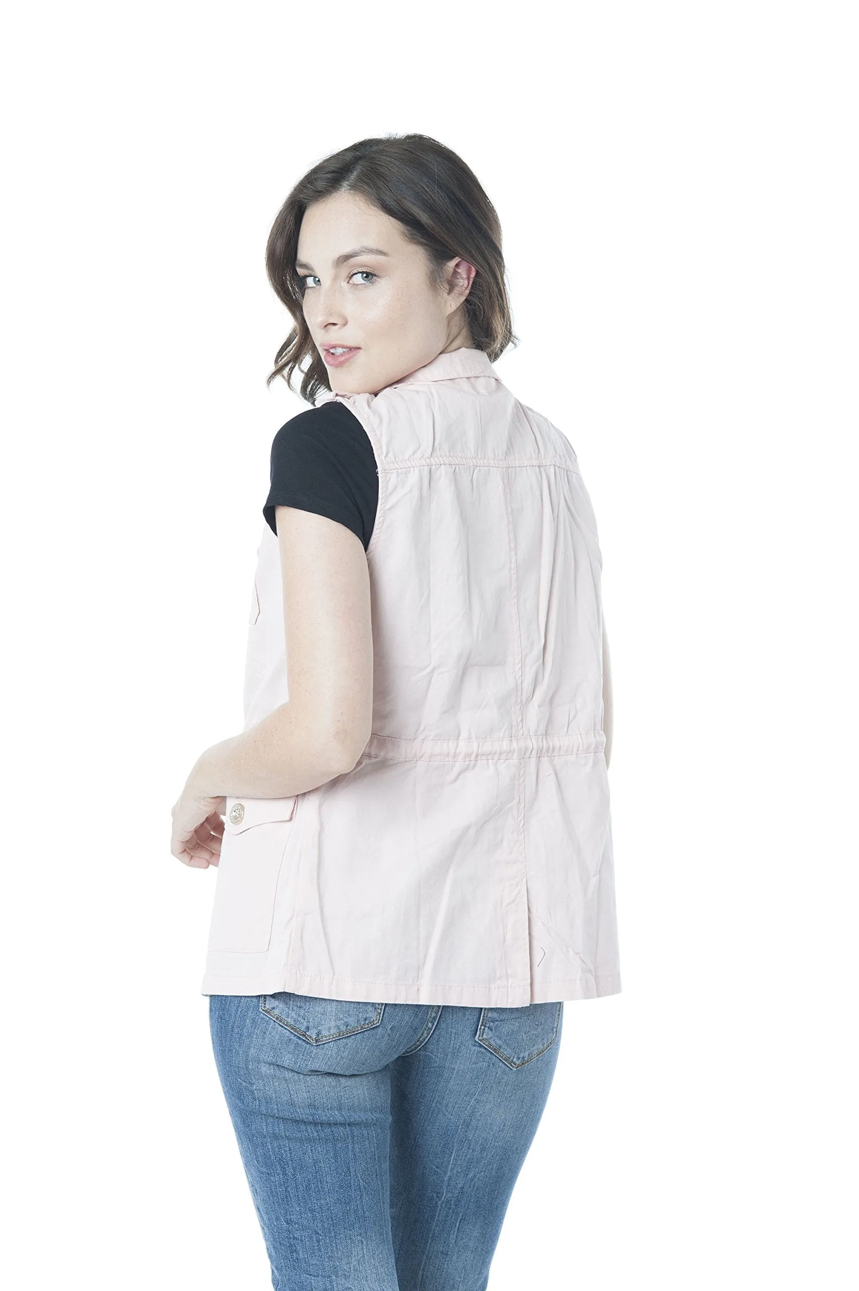 Khanomak Womens Sleeveless Zip Up Jacket Lightweight Sleeveless Military Anorak Vest