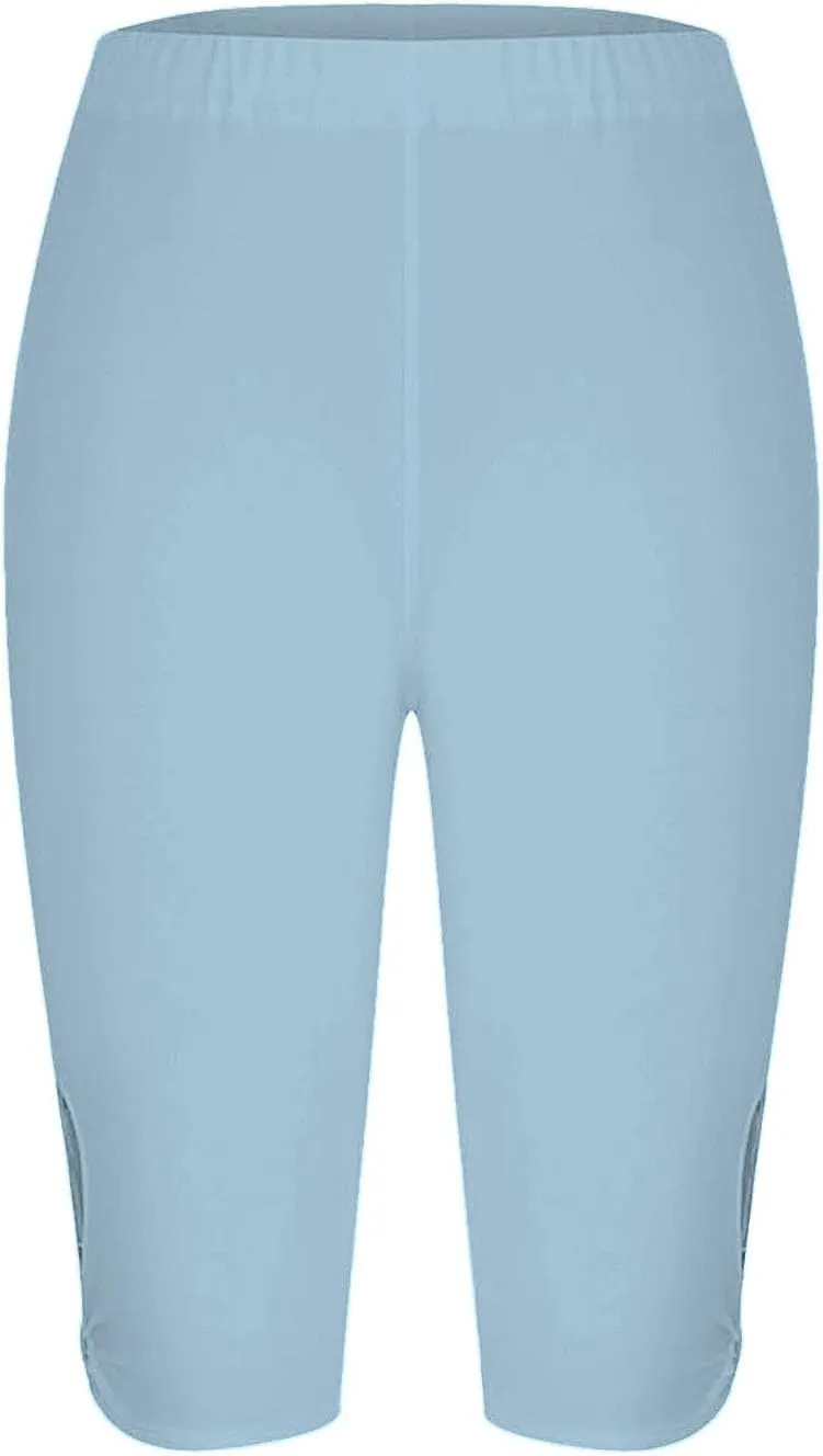 Leggings with Pockets for Women Waisted Hollow Yoga Quarter Pants Lightweight and Comfortable Quarter Pants Solid