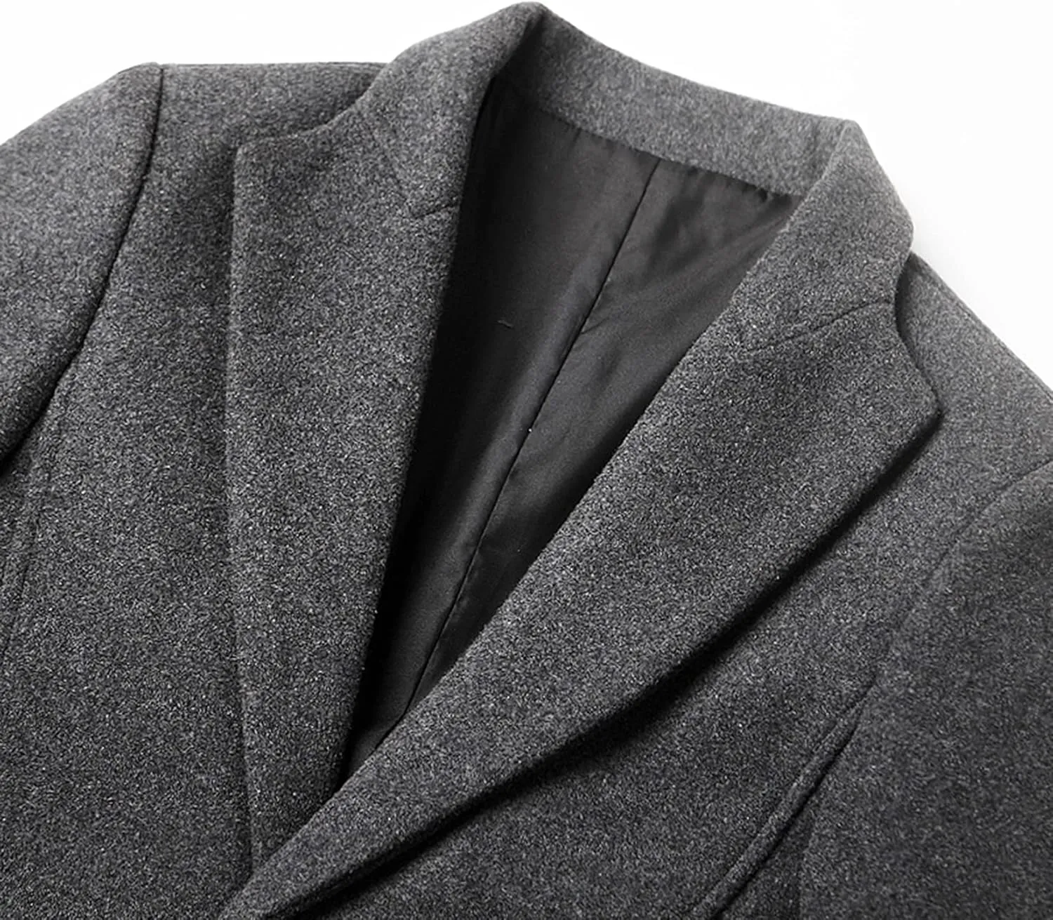 Lu's Chic Men's Single Breasted Trench Coat Button Down Overcoat Warm Dress Pea Coats