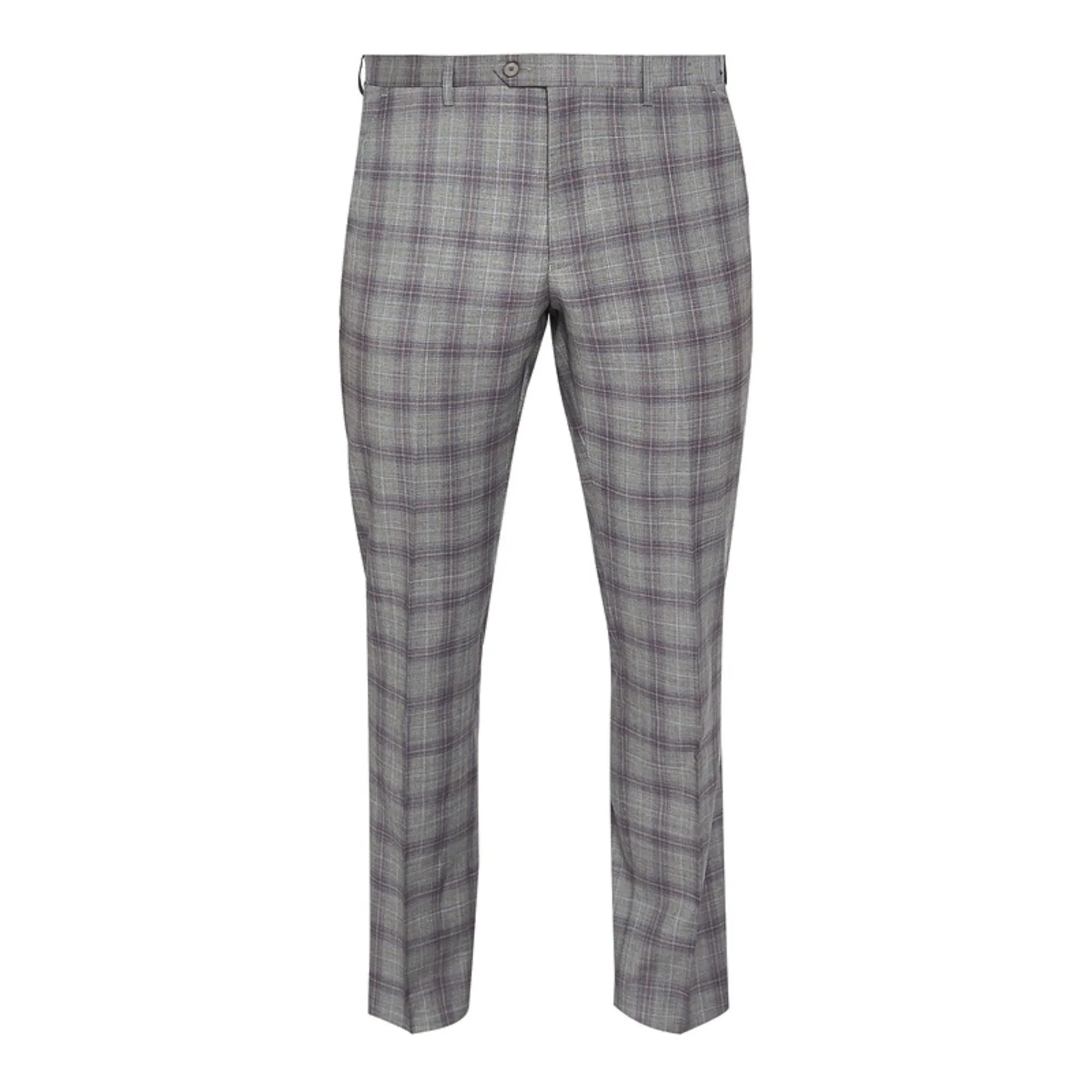 Men Mps-Dorlnt-Rh8M-Debonair Check Trousers - Lt-Grey