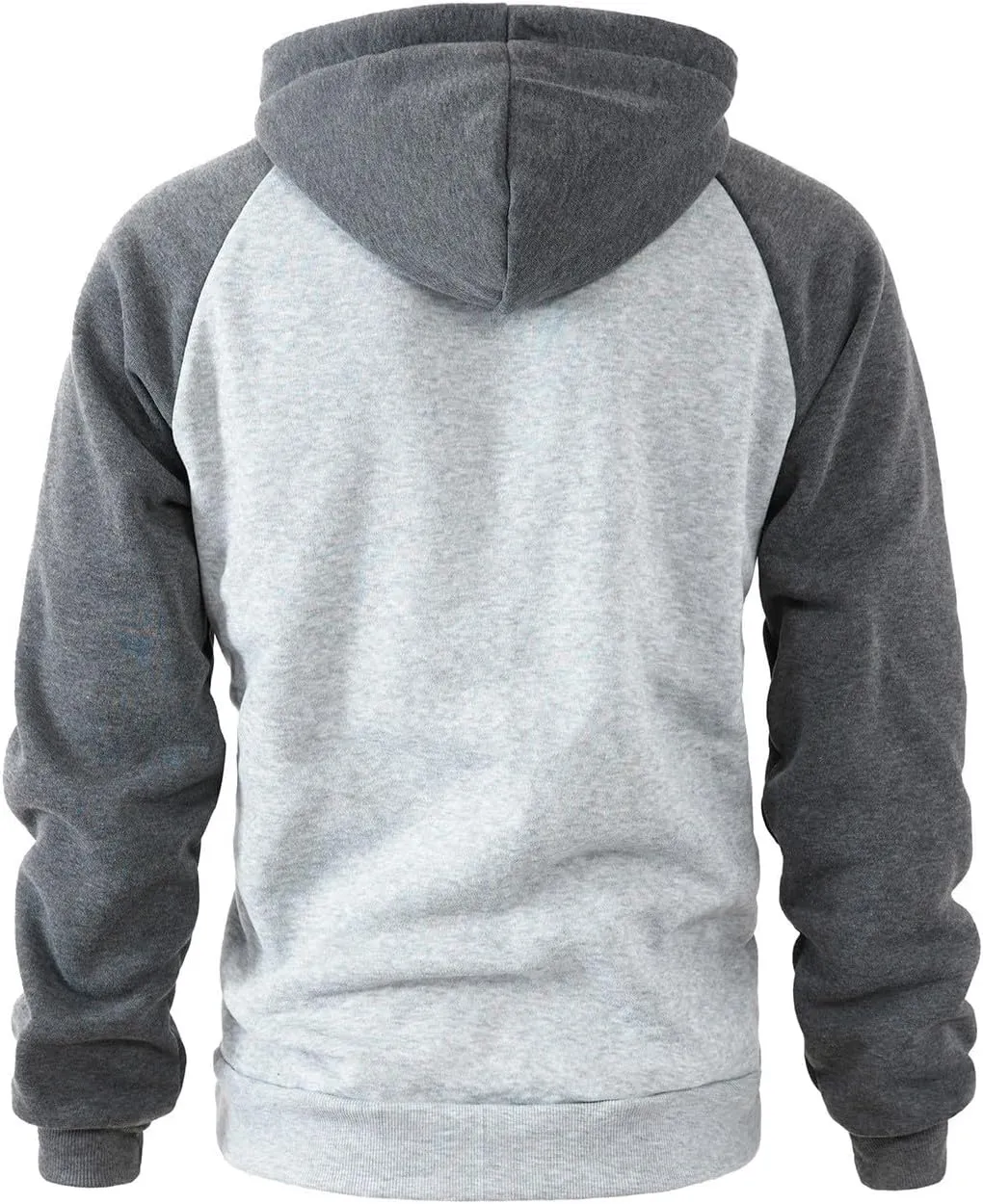Men Zipper Hooded Sweatshirt Casual Contrast Color Raglan Sleeve Warm Comfortable Cardigan Top with Pockets