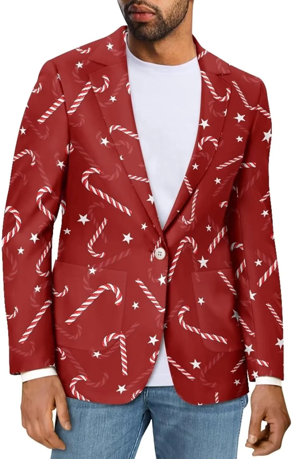 Men's Casual Blazer Long Sleeve Blazer Suit Soft Jackets with 2 Pocket One Button Business Jacket Size XS-5XL