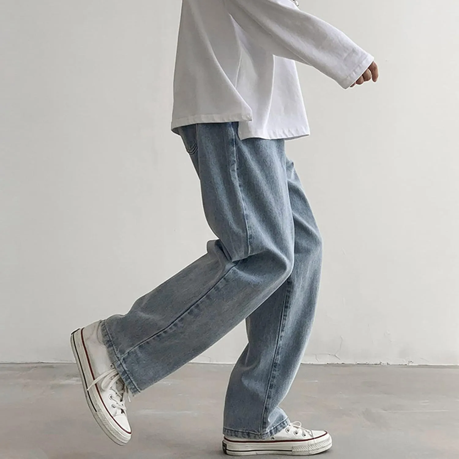 Men's Loose Fit Straight Leg Jeans Relaxed Fit Lightweight Denim Jeans Classic Regular Fit 5 Pockets Jean Pants