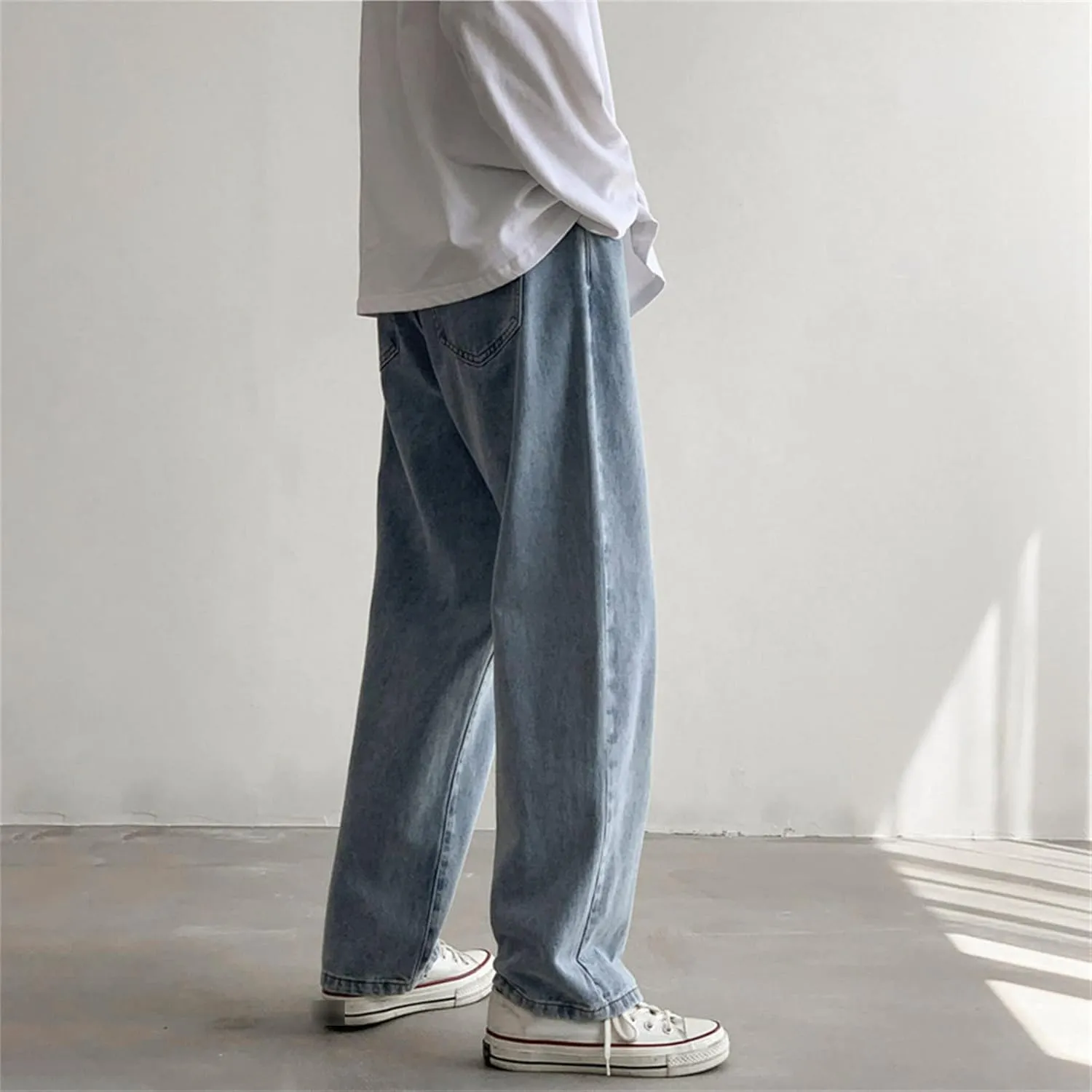 Men's Loose Fit Straight Leg Jeans Relaxed Fit Lightweight Denim Jeans Classic Regular Fit 5 Pockets Jean Pants