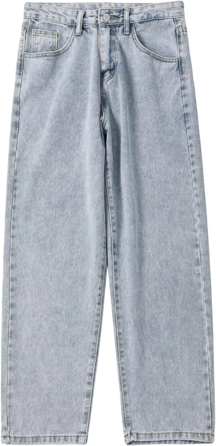 Men's Loose Fit Straight Leg Jeans Relaxed Fit Lightweight Denim Jeans Classic Regular Fit 5 Pockets Jean Pants