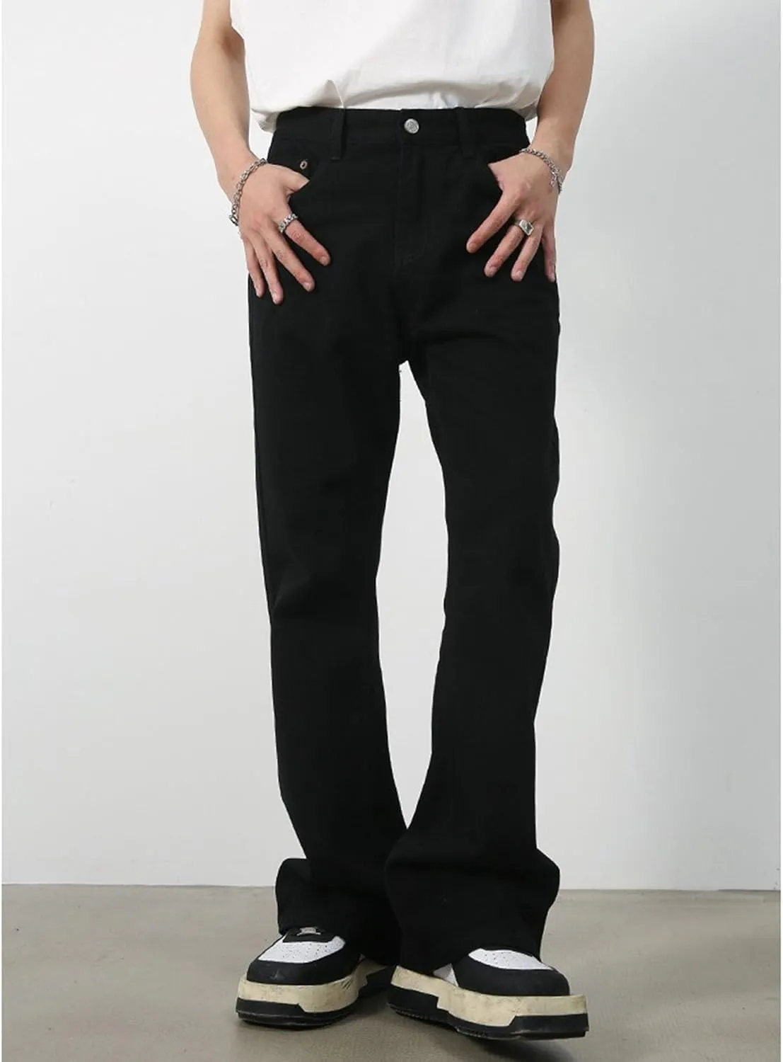 Men's Wide Leg Washed Hip Hop Jeans Fashion Loose Fit Classic Denim Pants Vintage Comfort Streetwear Jeans