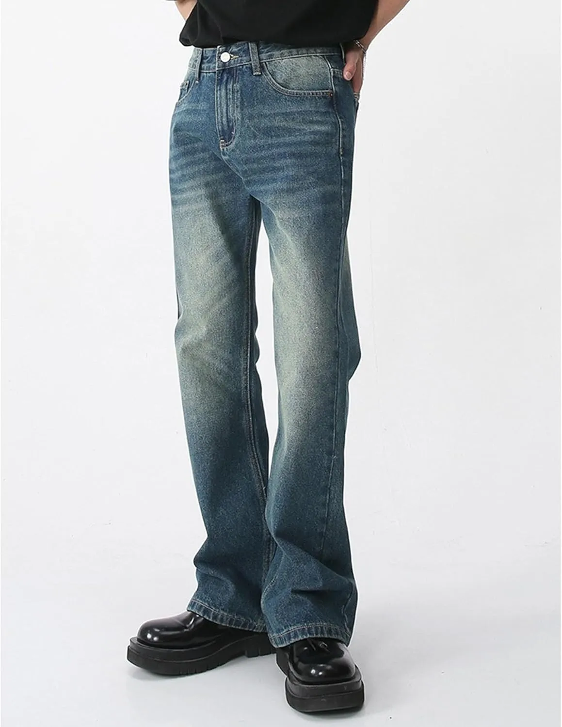 Men's Wide Leg Washed Hip Hop Jeans Fashion Loose Fit Classic Denim Pants Vintage Comfort Streetwear Jeans