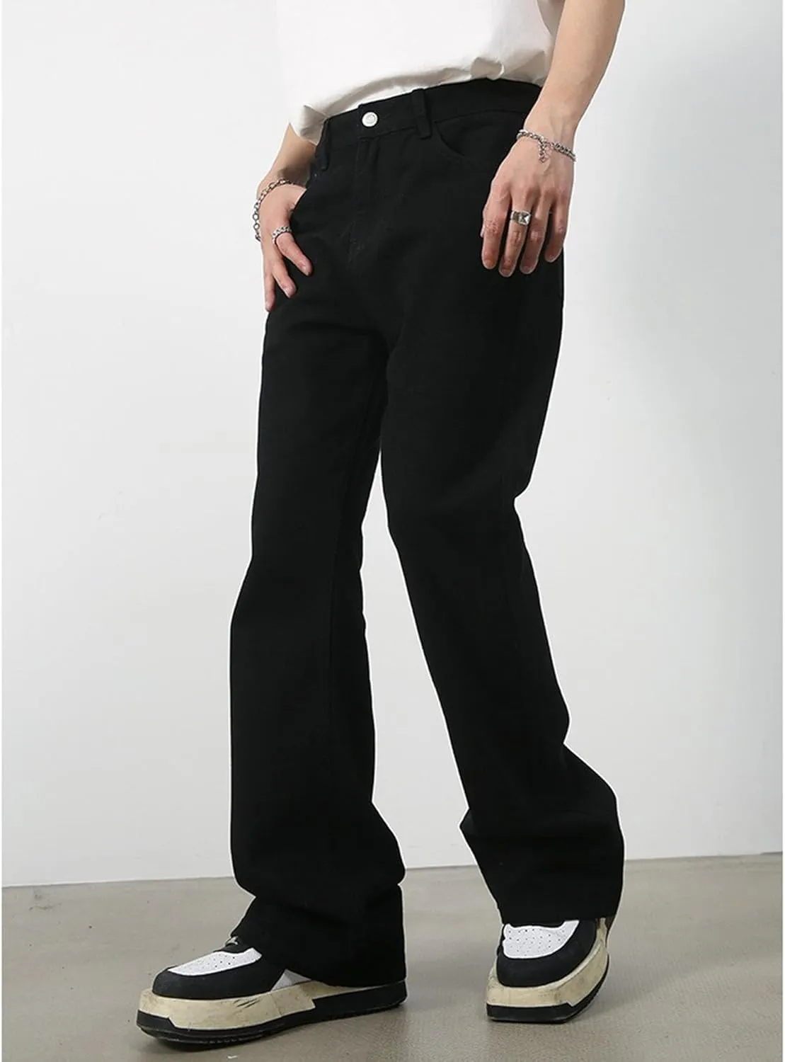 Men's Wide Leg Washed Hip Hop Jeans Fashion Loose Fit Classic Denim Pants Vintage Comfort Streetwear Jeans
