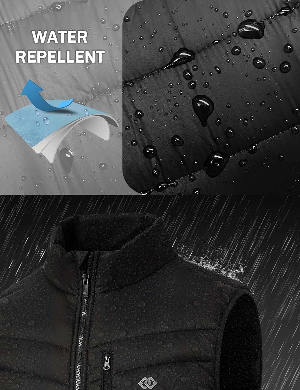 MoFiz Men's Vest Lined Puffer Vest Sleeveless Mock Neck Down Jacket Running Vest Travel Winter windbreak Coat