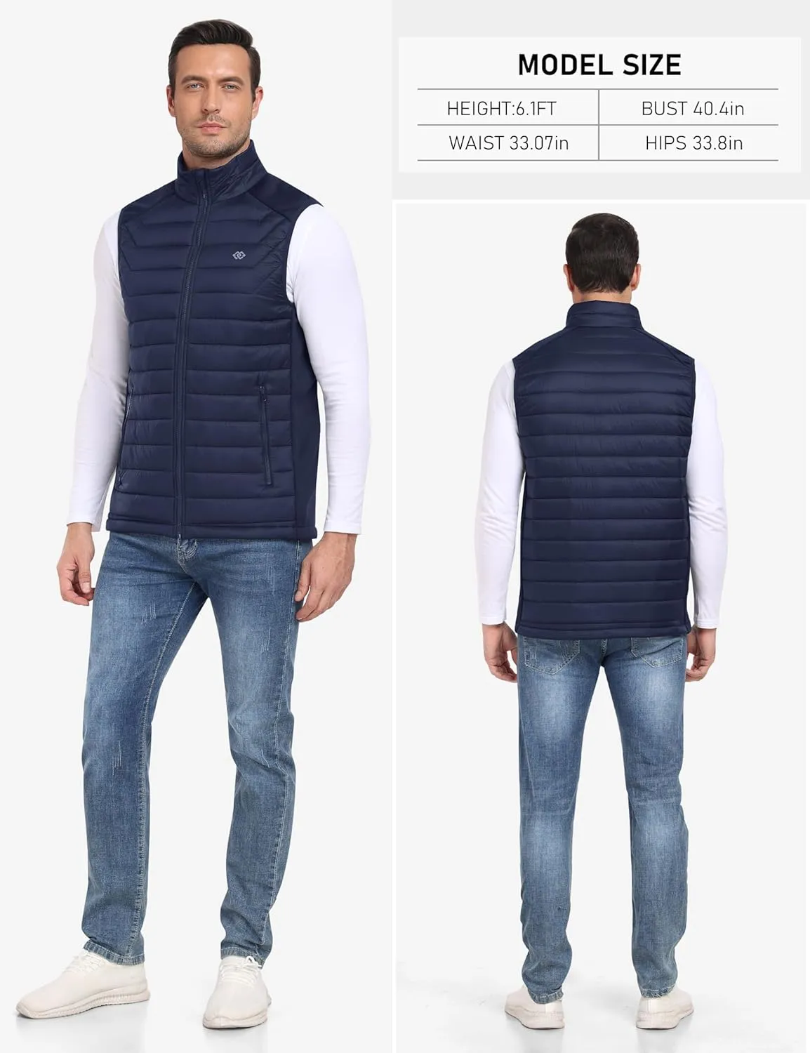 MoFiz Men's Vest Lined Puffer Vest Sleeveless Mock Neck Down Jacket Running Vest Travel Winter windbreak Coat