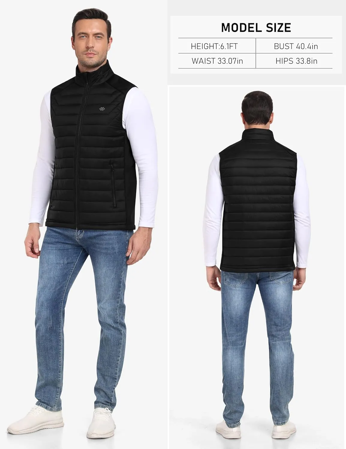 MoFiz Men's Vest Lined Puffer Vest Sleeveless Mock Neck Down Jacket Running Vest Travel Winter windbreak Coat
