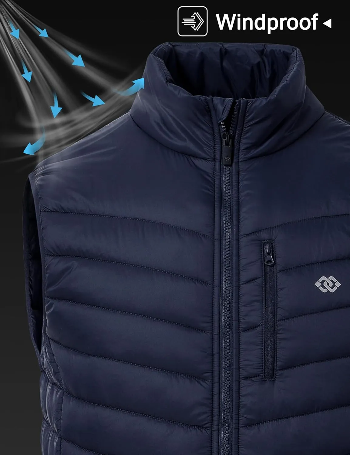 MoFiz Men's Vest Lined Puffer Vest Sleeveless Mock Neck Down Jacket Running Vest Travel Winter windbreak Coat