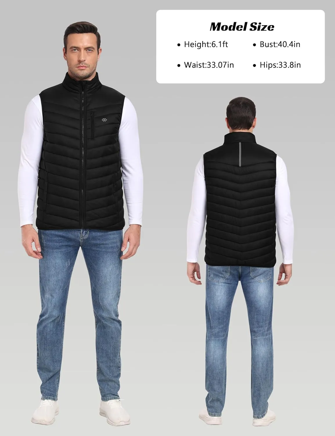MoFiz Men's Vest Lined Puffer Vest Sleeveless Mock Neck Down Jacket Running Vest Travel Winter windbreak Coat