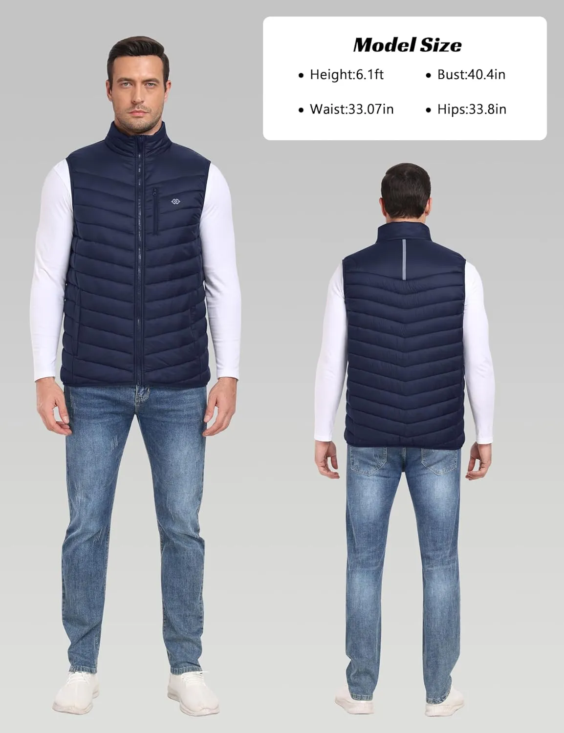 MoFiz Men's Vest Lined Puffer Vest Sleeveless Mock Neck Down Jacket Running Vest Travel Winter windbreak Coat
