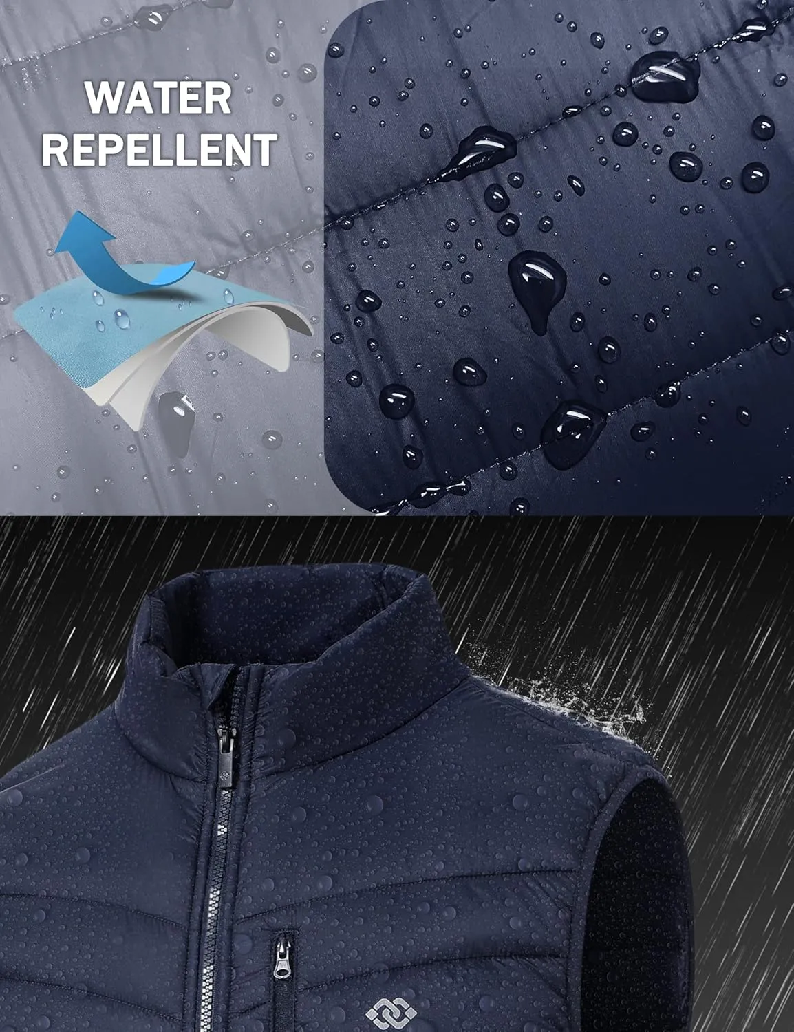 MoFiz Men's Vest Lined Puffer Vest Sleeveless Mock Neck Down Jacket Running Vest Travel Winter windbreak Coat