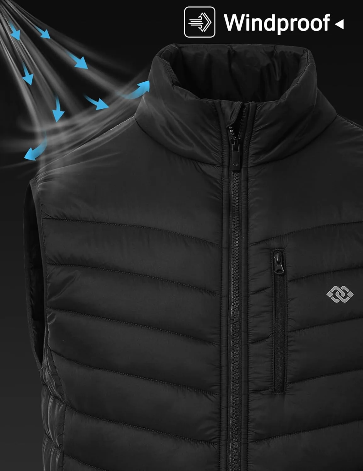 MoFiz Men's Vest Lined Puffer Vest Sleeveless Mock Neck Down Jacket Running Vest Travel Winter windbreak Coat